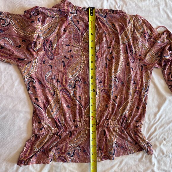 Les Serein Locarno Peplum Blouse Pink Paisley Sz L Large Stitch Fix NWT - Picture 6 of 11